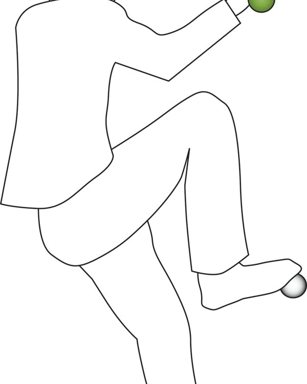 A line drawing of a climbing wall using the finials as holds